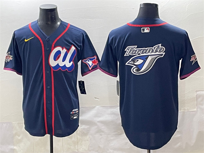 Men's American League Toronto Blue Jays Team Big Logo Navy 2025 All-Star Edition Limited Stitched Baseball Jersey Men's American League Toronto Blue Jays Team Big Logo Navy 2025 All-Star Edition Limited Stitched Baseball Jersey